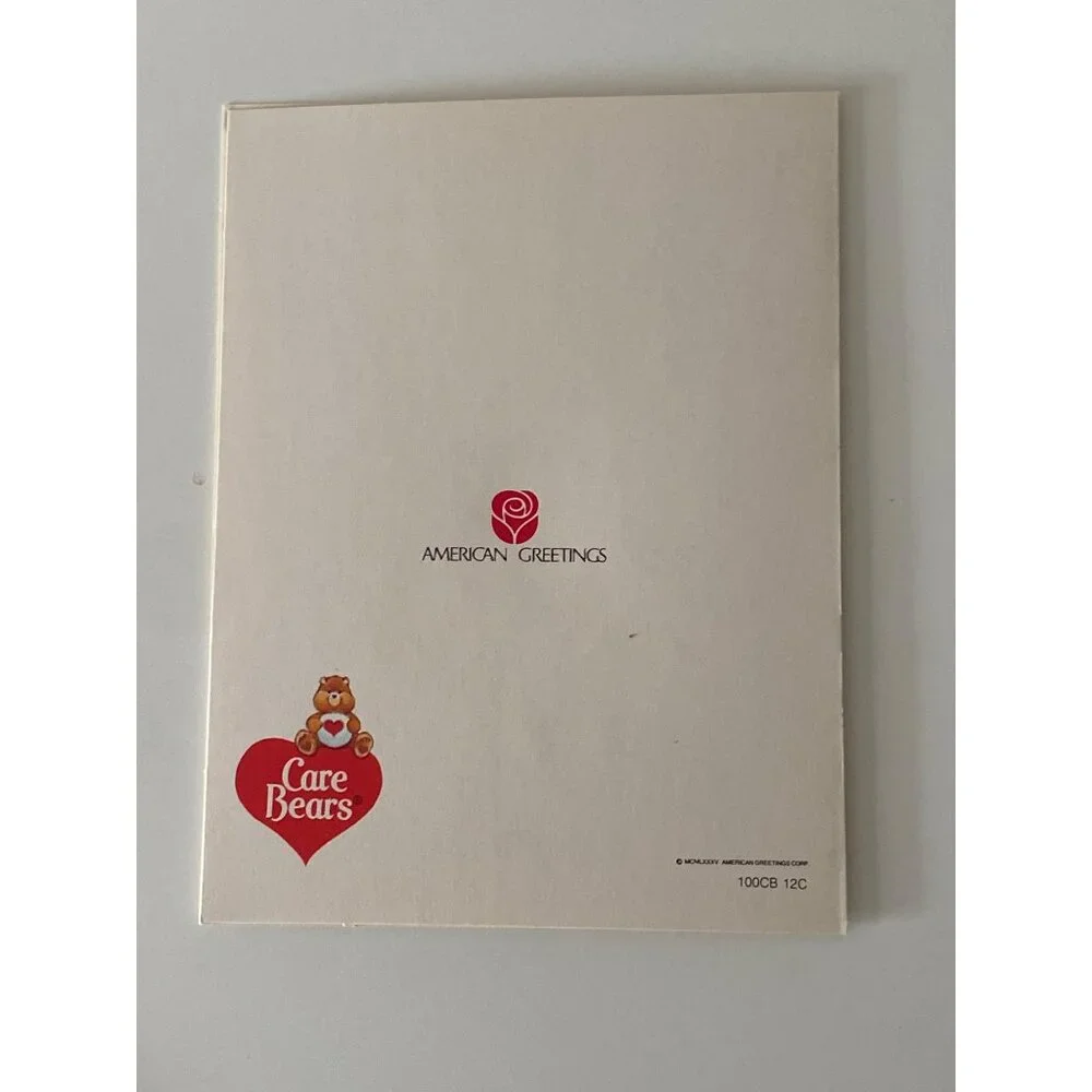 2 VTG American Greetings Cards CAREBEARS Forget Me Not Happy Birthday